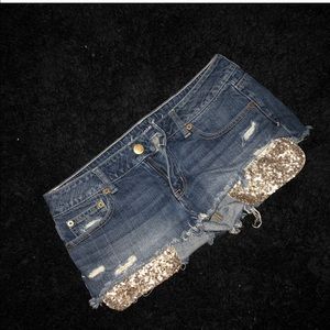 AE denim shorts